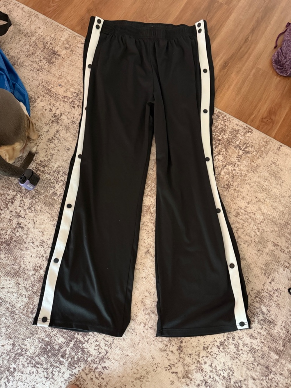 Black Snap-Trim Side Stripe Joggers